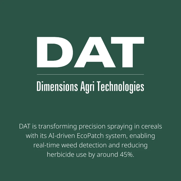 DAT is transforming precision spraying in cereals with its AI-driven EcoPatch system, enabling real-time weed detection and reducing herbicide use by around 45%.